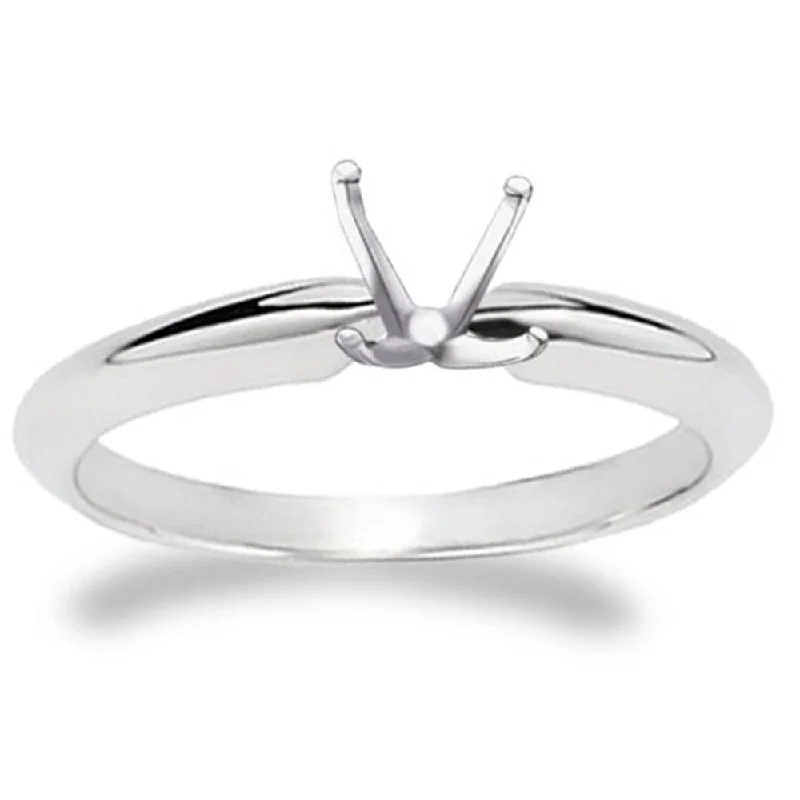 Rings with polished jade for smooth calm -4-Prong Solitaire Engagement Ring Setting White Gold 14K