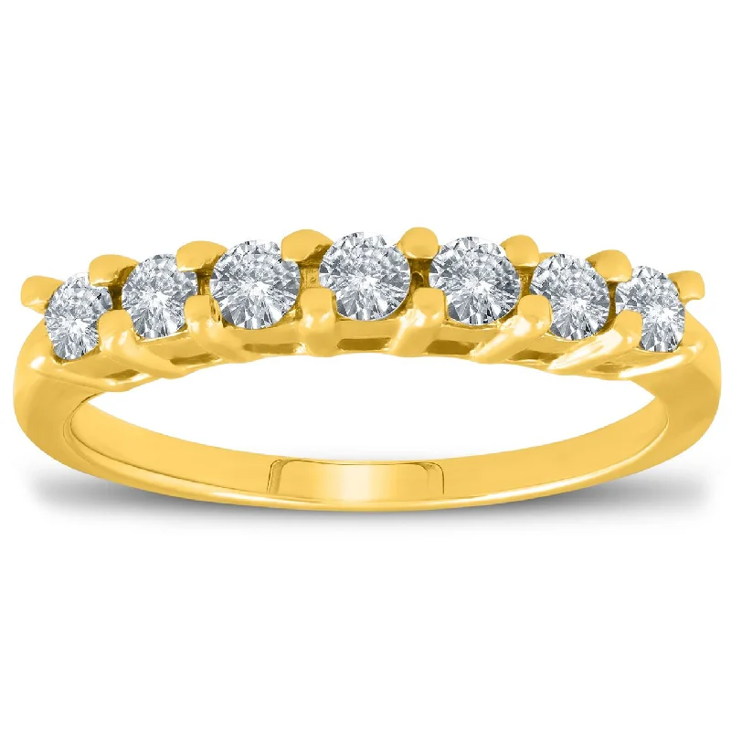 Rings with etched floral bands for detail -5/8ct 14K Yellow Gold Lab Created Diamond Anniversary Wedding Ring