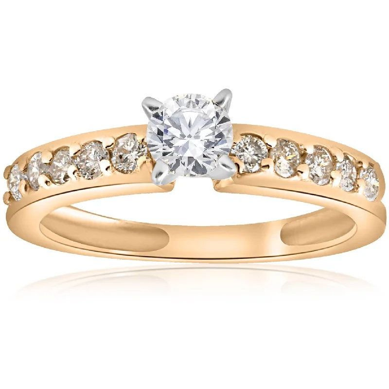 Rings with wide bands for statement wear -5/8ct Diamond Engagement Ring 14K Yellow Gold