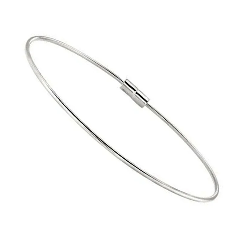 Customizable bangle bracelets with initials for a personalized, meaningful gift-Birth Gems 6.5" Sterling Silver Bangle