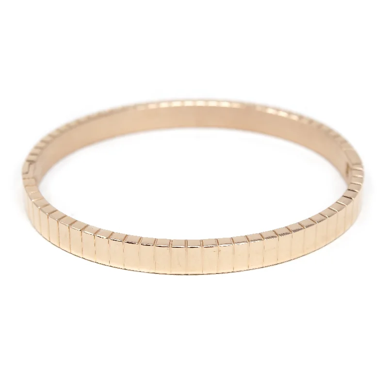 Best silver bangle bracelets with intricate detailing for a timeless and sophisticated style-6mm STRIPED Rose Gold Plated Stainless Steel Bangle