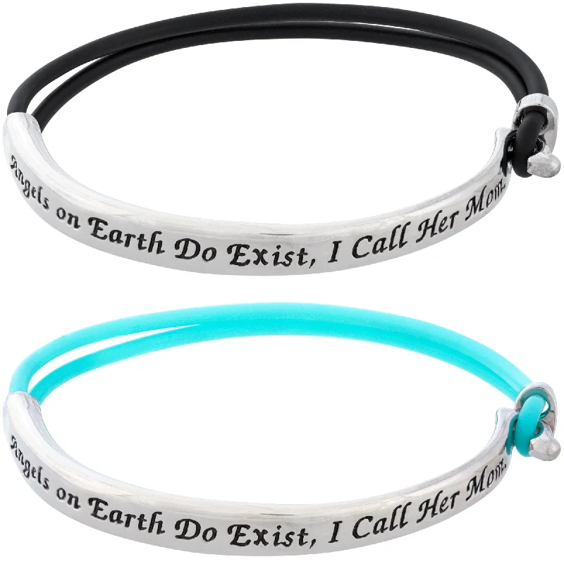 Best bangle bracelets with engraved initials for a personalized and meaningful gift-Moms are Angels on Earth Bracelet