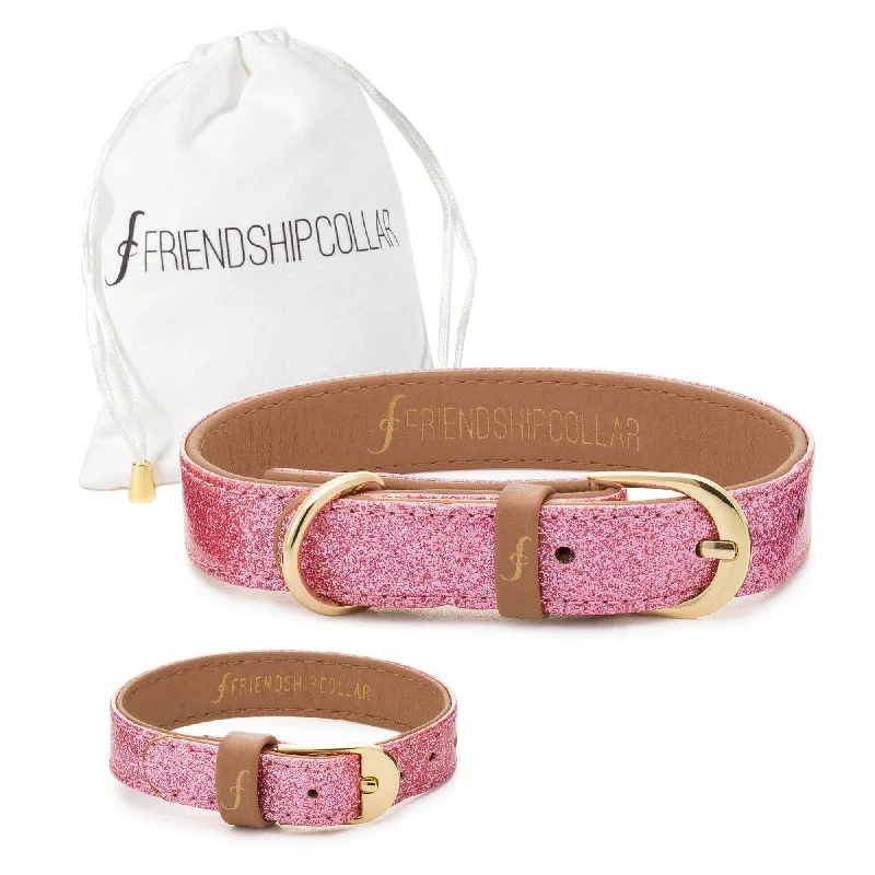 Best bangle bracelets with enamel detailing for a colorful and unique design-The Sparkling Pink Friendship Collar & Bracelet Set