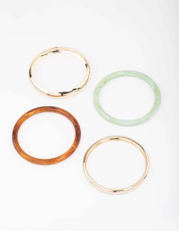 Classic bangle bracelets with clean lines for an elegant and versatile accessory-Acrylic Mixed Bangle 4-Pack