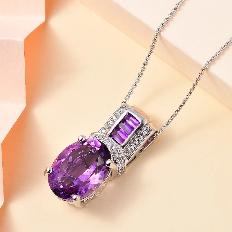 Best necklaces and pendants with rose gold for a warm and romantic appeal-African Amethyst and White Zircon Pendant Necklace