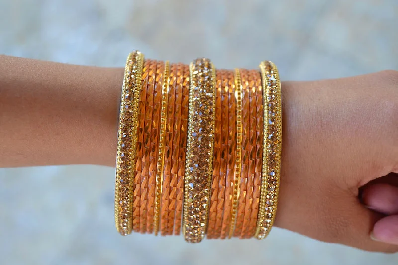 Best bangle bracelets with stacked designs for a trendy and fashionable look-Amber Fire Bangles