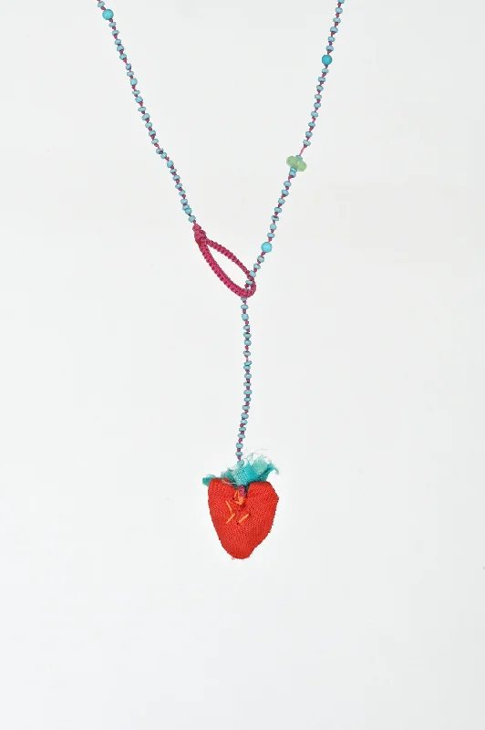 Stunning necklaces and pendants with ruby gemstones for a luxurious red hue-Heart Necklace with Venetian Beads