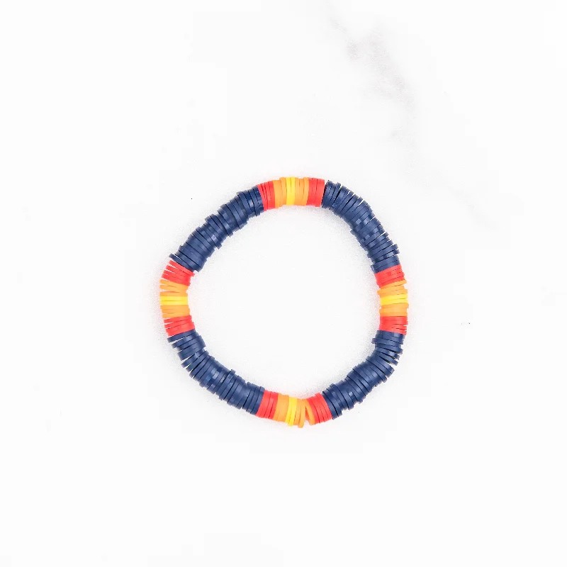 Customizable bangle bracelets with initials for a personalized, meaningful gift-Navy & Orange Stripe Polymer Clay Bracelet