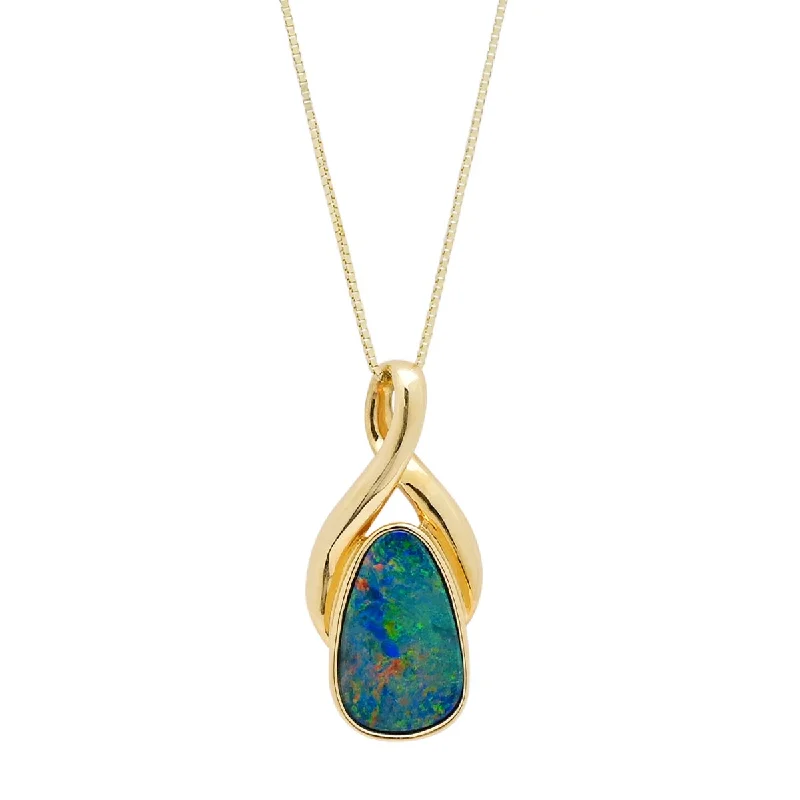 Necklaces and pendants with custom designs for a completely unique jewelry piece-Parlé Australian Opal Doublet Necklace in 14kt Yellow Gold