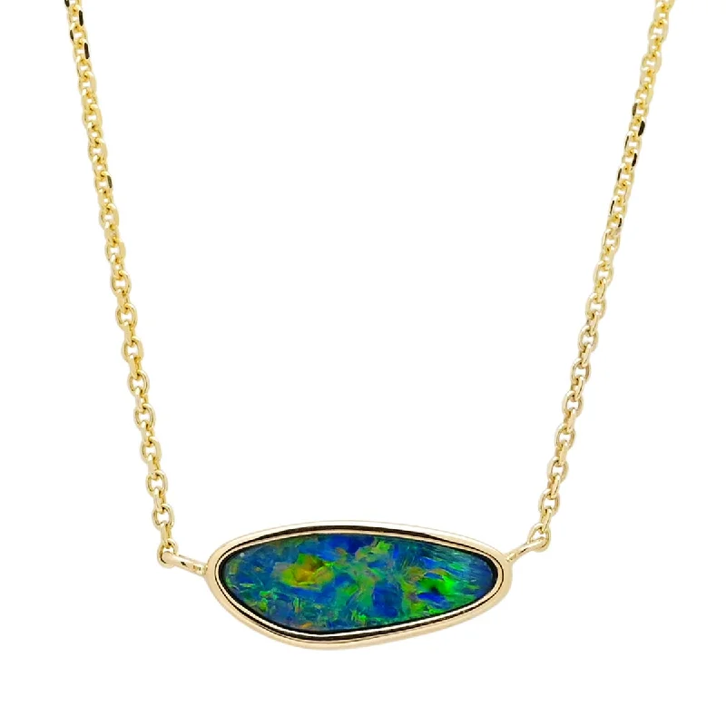 Necklaces and pendants with ocean-inspired designs for a refreshing, beachy feel-Parlé Australian Opal Doublet Necklace in 14kt Yellow Gold