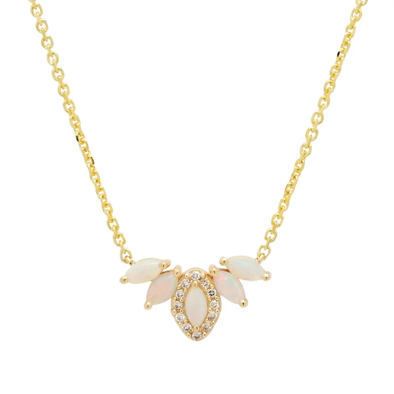 Best necklaces and pendants with black diamonds for an edgy, bold statement-Parlé Australian Opal Necklace in 14kt Yellow Gold with Diamonds (1/20ct tw)