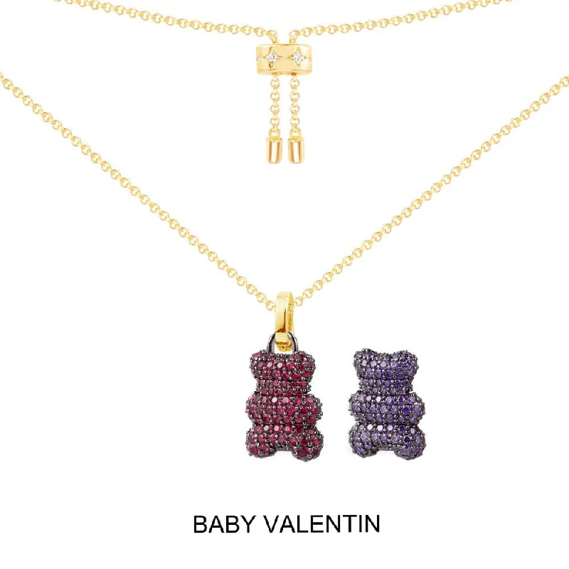 Best necklaces and pendants with butterfly wings for a delicate, graceful style-Baby Valentin Yummy Bear (CLIPPABLE) Adjustable Necklace