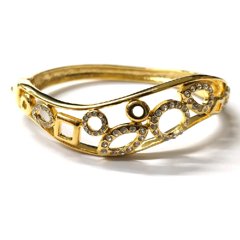 Best bangle bracelets with solid gold for an elegant and luxurious design-BL808A Gold Crystal Bangle