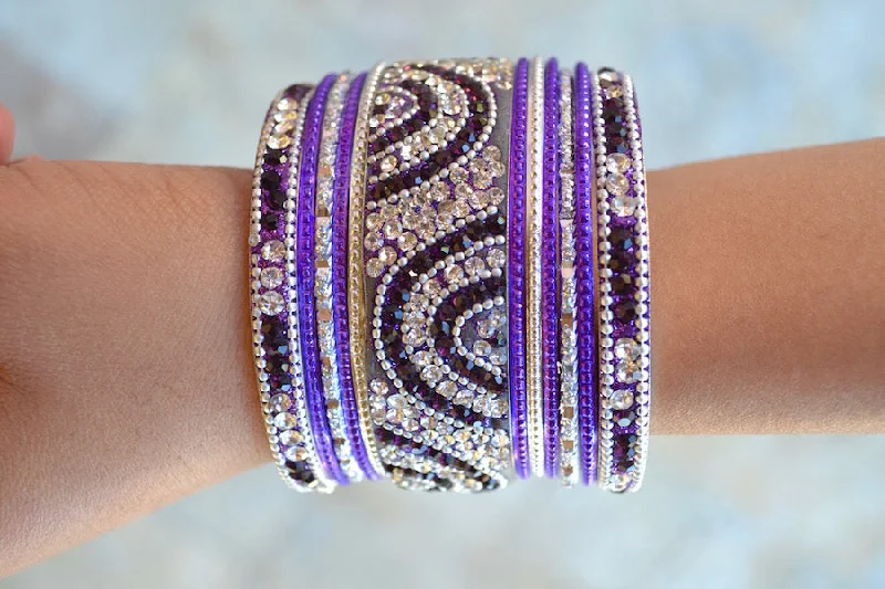 Best bangle bracelets with pastel-colored stones for a soft and delicate appearance-Bonita Purple Bangles