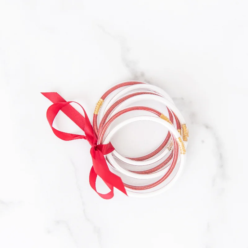 Best bangle bracelets with silver-plated finishes for an affordable and stylish accessory-Candy Cane Lane Party Bangle Set