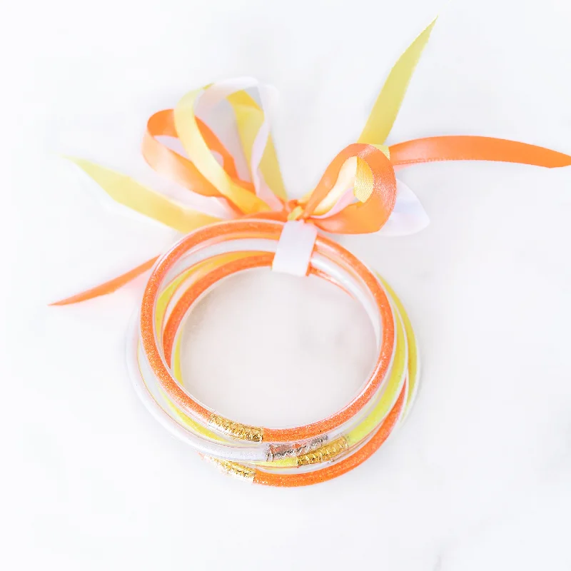 Best bangle bracelets with vibrant stones for a rich and colorful appearance-Candy Corn Party Bangle Set