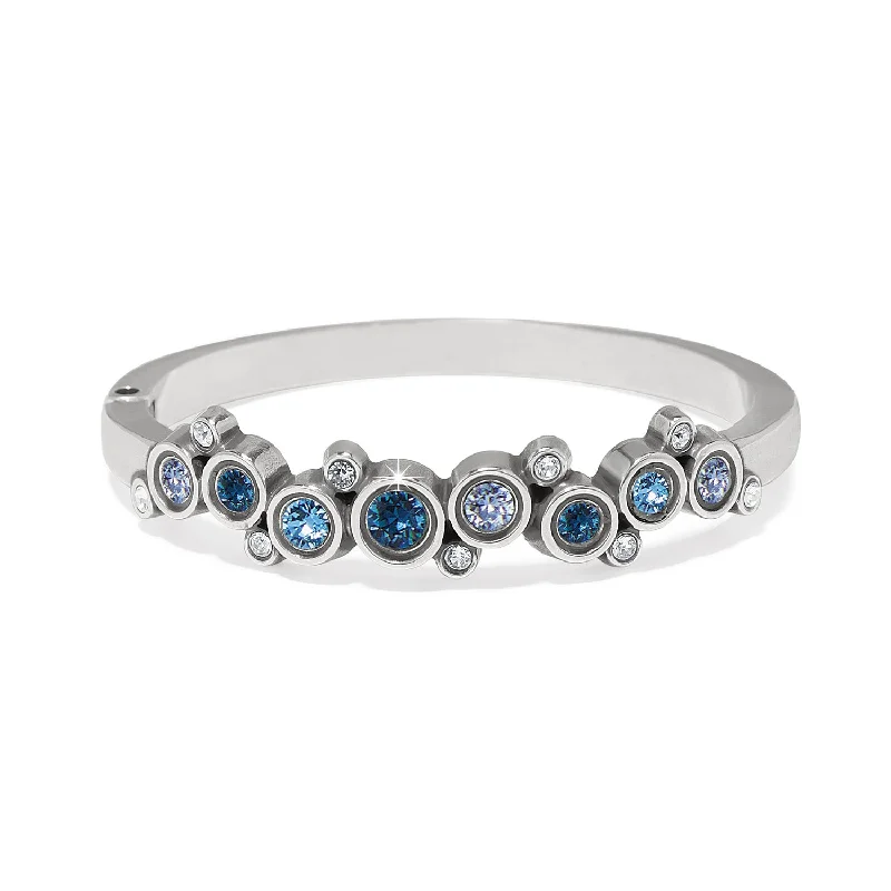 Best bangle bracelets for women with elegant gold designs for every occasion-Constella Cluster Hinged Bangle - Blue