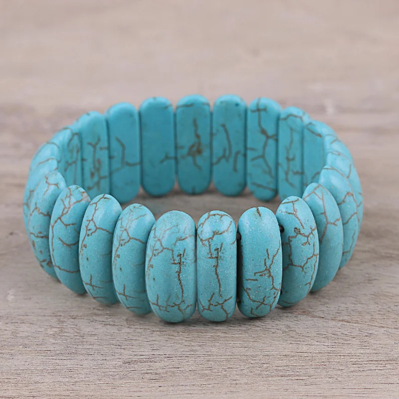 Best bangle bracelets with gold-plated finishes for an affordable luxury option-Cool Water Reconstituted Turquoise Cool Water Beaded Stretch Bracelet