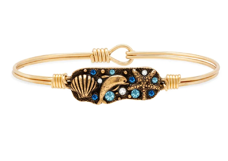 Vintage-inspired bangle bracelets with etched detailing for a timeless, antique look-Ocean Medley Bangle