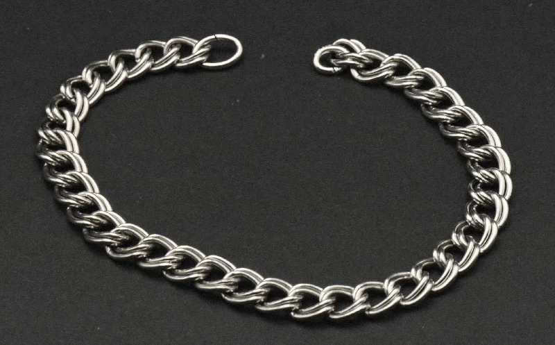 Best bangle bracelets with Swarovski crystals for a touch of sparkle and elegance-Vintage Sterling Silver Chain Link Bracelet - NO CLOSURE