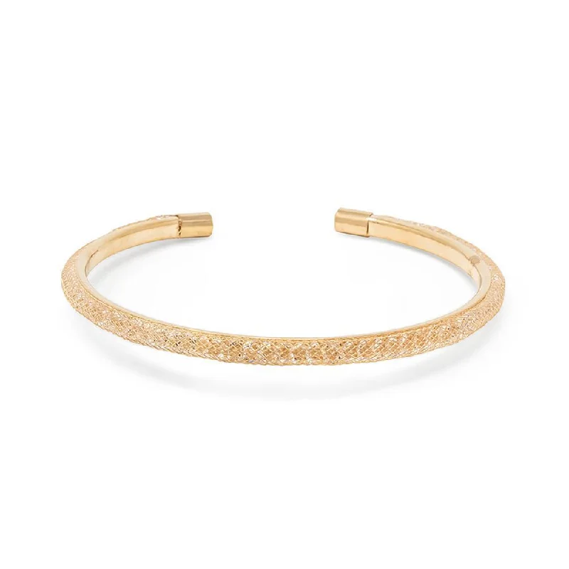 Bangle bracelets with enamel inlay designs for a colorful and eye-catching appearance-Crystals Mesh Bangle Gold Tone