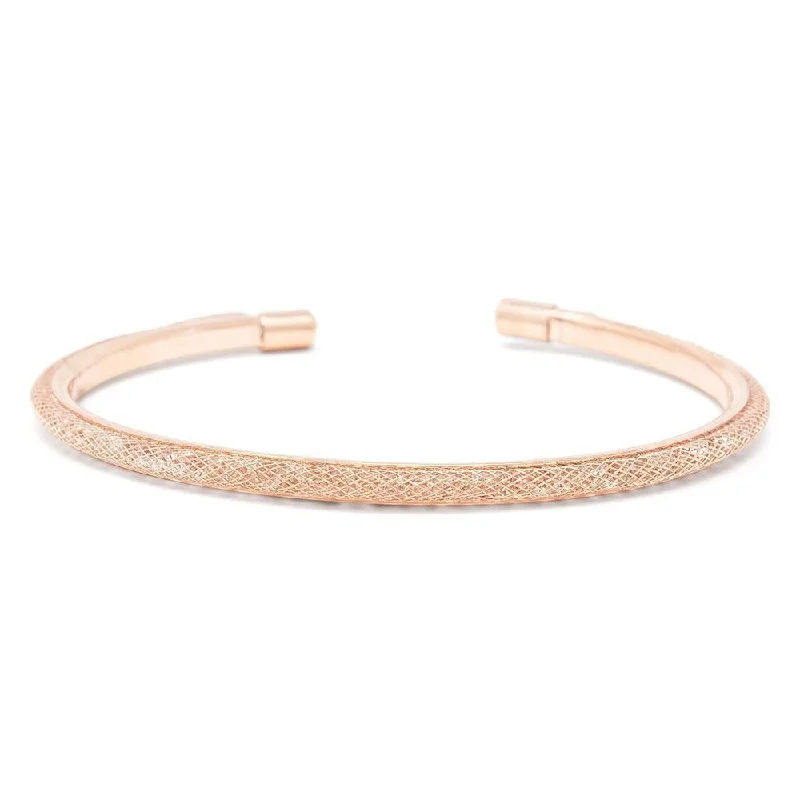 Best bangle bracelets with pastel-colored stones for a soft and delicate appearance-Crystals Mesh Bangle Rose Gold Tone