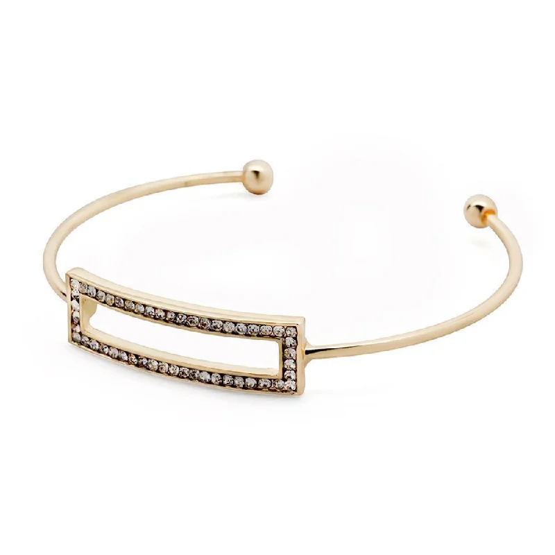 Best bangle bracelets with minimalist silver designs for a timeless, versatile look-Cubic Zirconia Retangle Thin Bangle Gold Plated