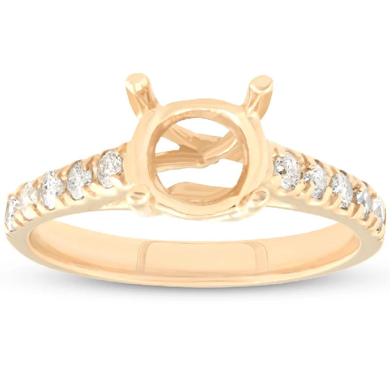 Rings with branch-inspired bands for organic -Diamond Semi Mount Engagement Setting Mounting 14K Ring