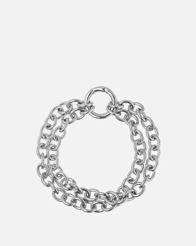 Best bangle bracelets with vibrant stones for a rich and colorful appearance-Double Chain Silver Bracelet