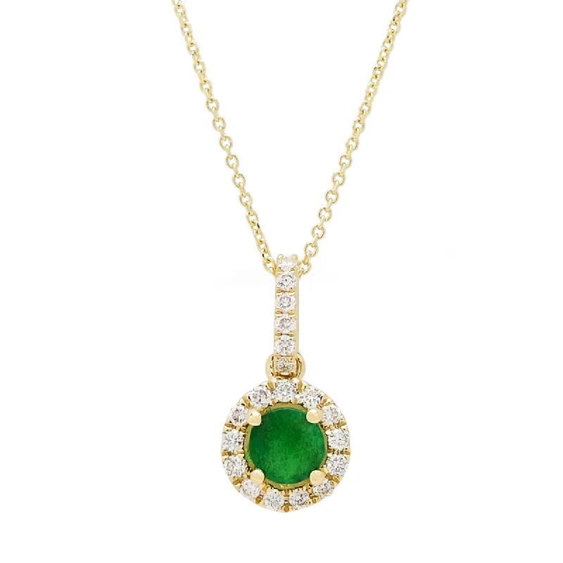 Stunning necklaces and pendants with sapphire gemstones for a luxurious blue hue-Emerald Halo Necklace in 14kt Yellow Gold with Diamonds (1/7ct tw)