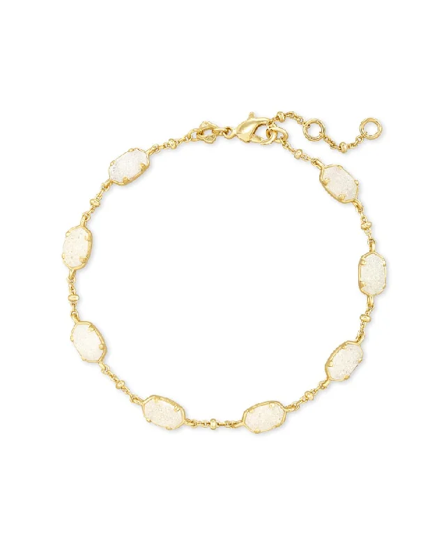 Best bangle bracelets with cubic zirconia for a dazzling and affordable alternative to diamonds-Kendra Scott Emilie Gold Chain Bracelet in Iridescent Drusy