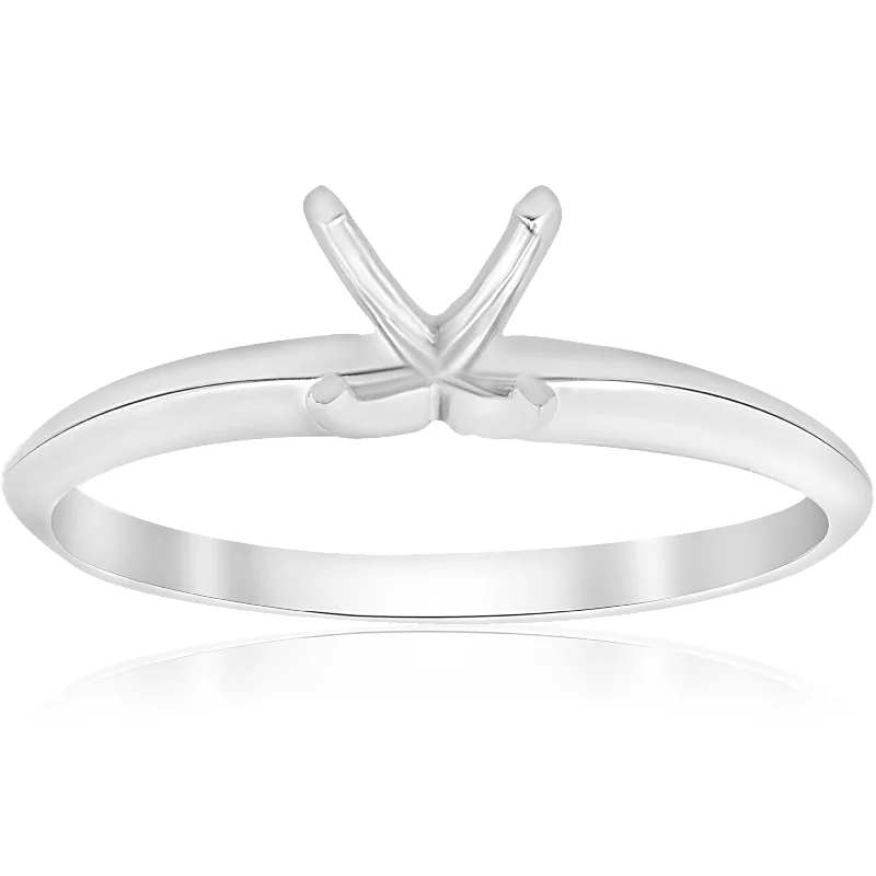 Rings with knot motifs for symbolic love -Engagement Ring Setting Four Prong Solitaire14K White Gold