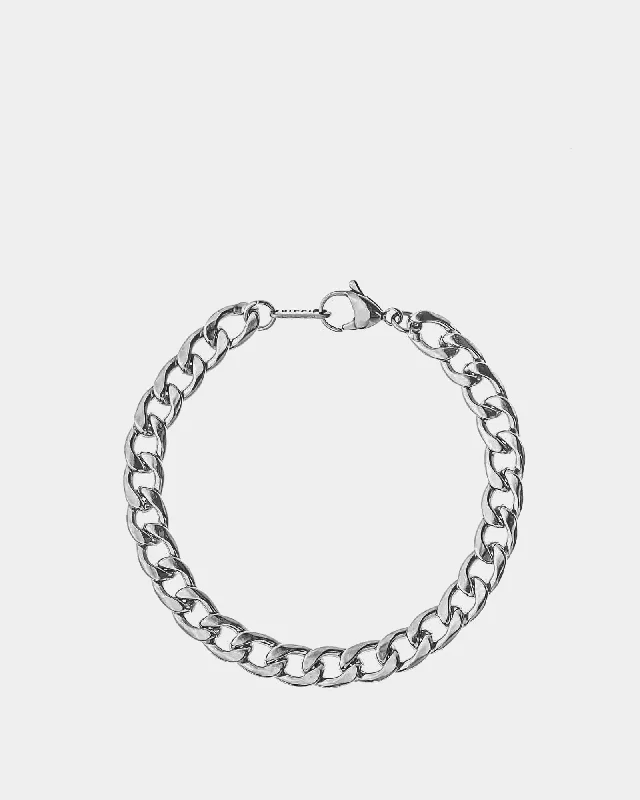 Vintage-inspired bangle bracelets with etched detailing for a timeless, antique look-Flat Cuban Chain Bracelet 8mm