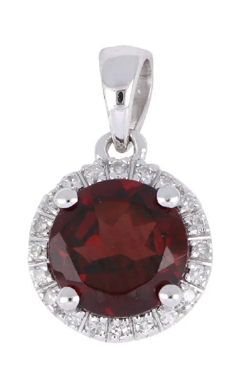 Necklaces and pendants with lotus flower designs for a spiritual, peaceful vibe-Garnet Ladies Pendant (Garnet 1.49 cts. White Diamond 0.18 cts.)