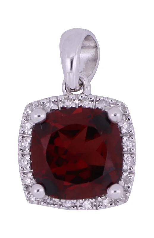 Best necklaces and pendants with oval pendants for a classic, elegant shape-Garnet Ladies Pendant (Garnet 1.79 cts. White Diamond 0.07 cts.)