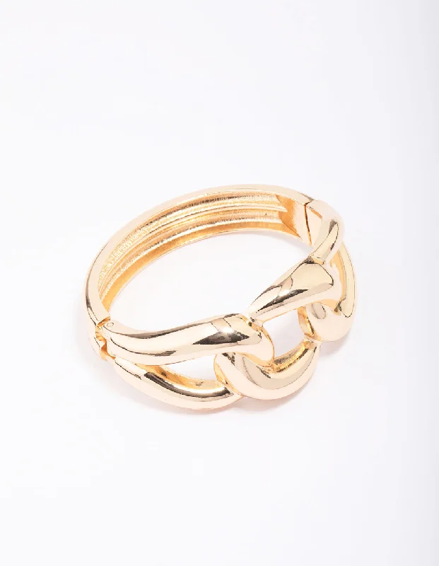 Wide bangle bracelets with modern geometric patterns for a bold fashion statement-Gold Twisted Bold Bangle