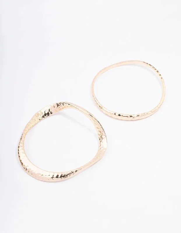 Best bangle bracelets with customizable charms for a personalized, unique piece-Gold Wavy Hammered Bangle Pack