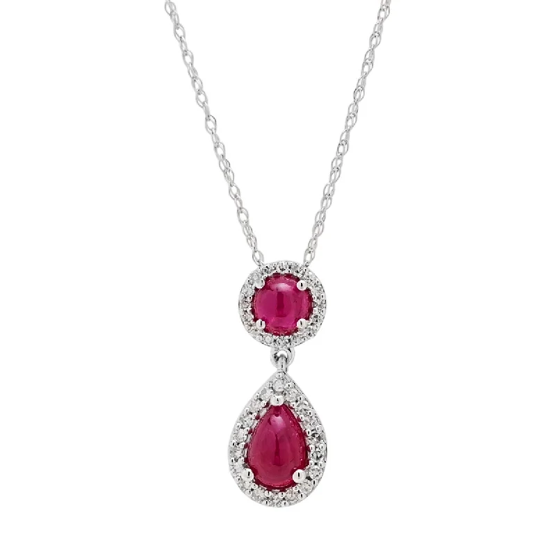 Necklaces and pendants with celestial starburst designs for a radiant look-Greenland Ruby Necklace in 10kt White Gold with Diamonds (1/7ct tw)