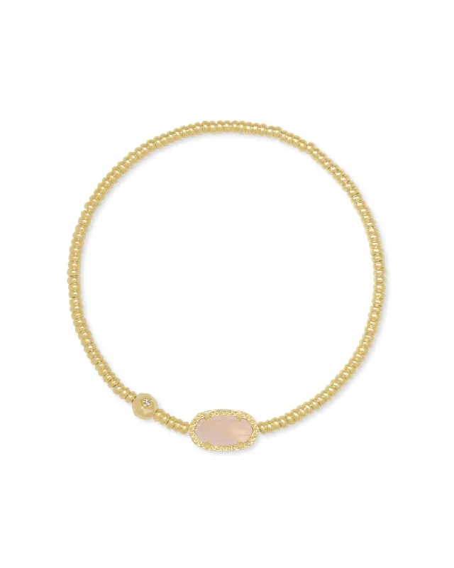 Best bangle bracelets with hammered gold finishes for a textured, rustic feel-Kendra Scott Grayson Gold Stretch Bracelet in Rose Quartz