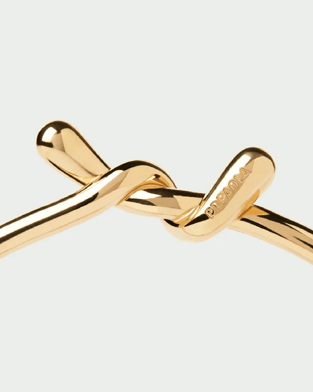 Gold bangle bracelets for women with a minimalist and sleek design-GRID 2 Twist Bangle