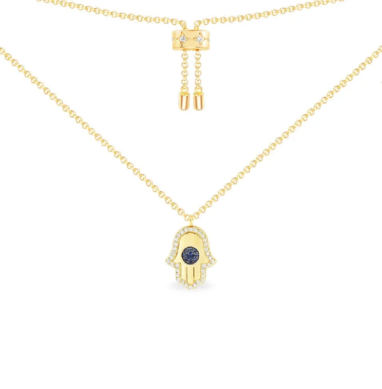 Necklaces and pendants with infinity love symbols for an eternal, romantic gesture-Hamsa Adjustable Necklace