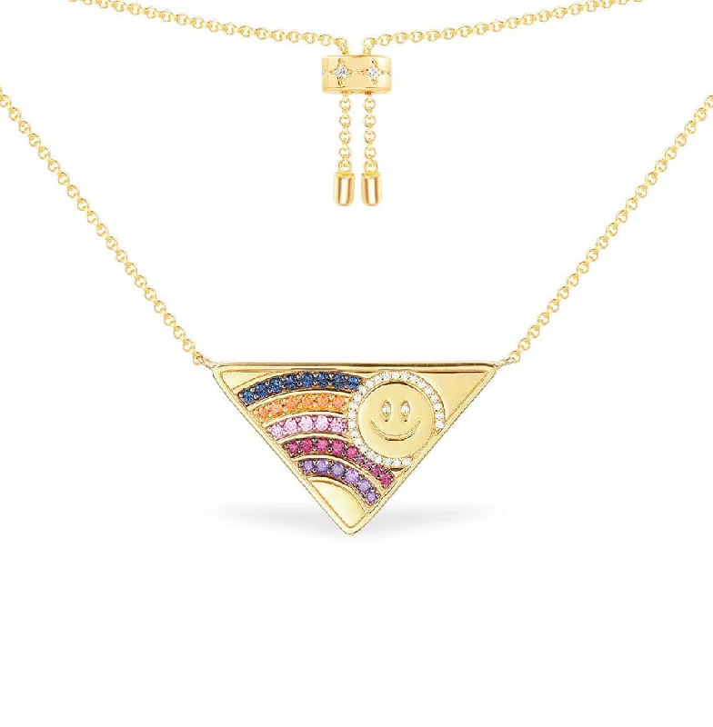 Best necklaces and pendants with crystal accents for a sparkling and elegant style-Happy Face Triangle Adjustable Necklace