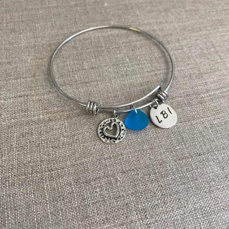 Best bangle bracelets with engraved messages for personalized gifts and keepsakes-I ♡ LBI Bangle