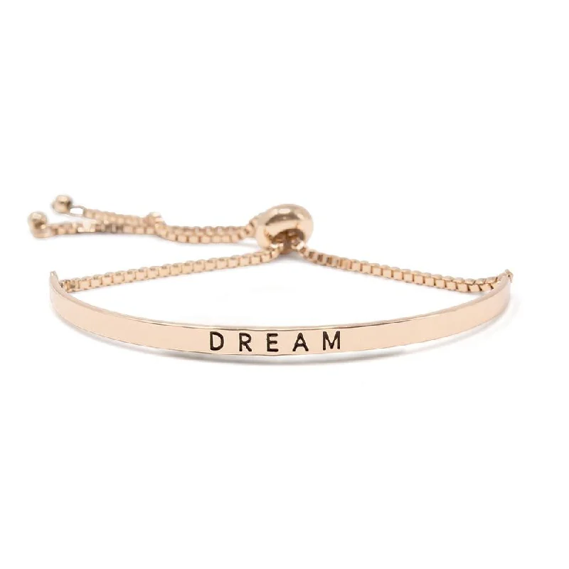 Bangle bracelets with gold and silver mixed metals for a stylish and versatile accessory-Inspirational Adjustable Bangle-Dream Rose Gold Tone