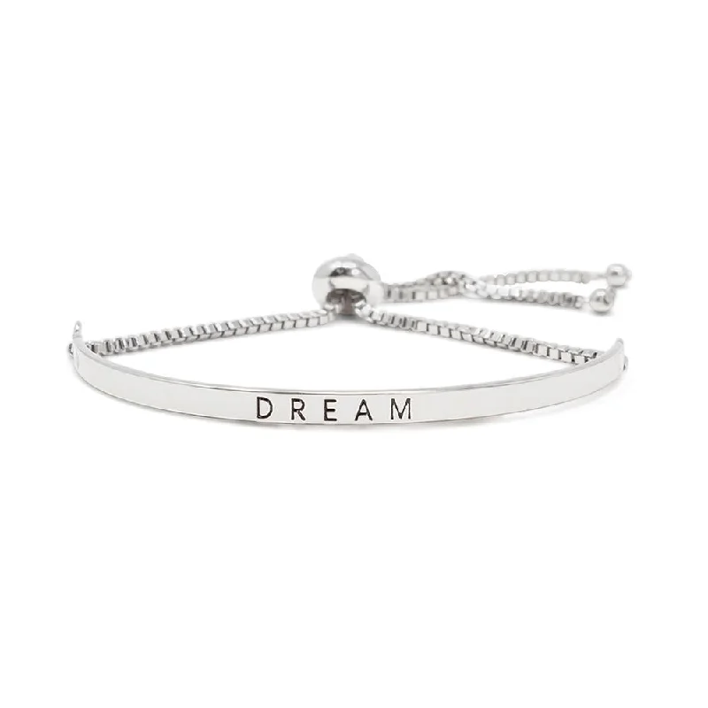 Best bangle bracelets with infinity symbols for a timeless and meaningful design-Inspirational Adjustable Bangle-Dream Silver Tone