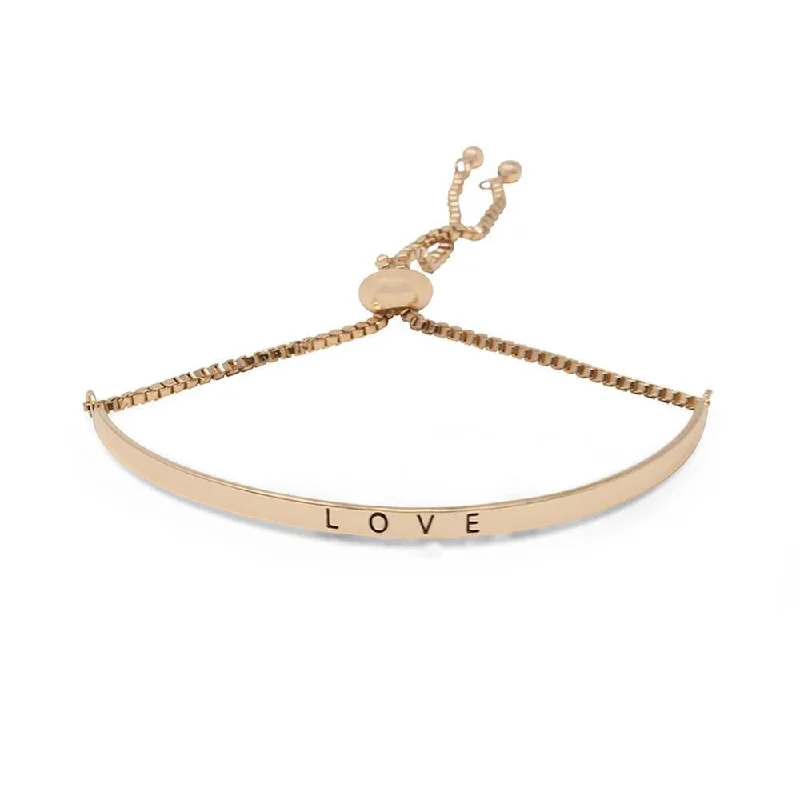 Best bangle bracelets with gold-plated finishes for an affordable luxury option-Inspirational Adjustable Bangle-Love Gold Tone