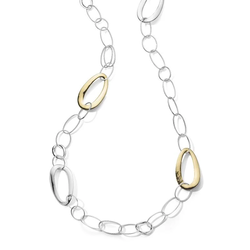 Necklaces and pendants with abstract shapes for a modern, creative appearance-IPPOLITA Chimera Sterling Silver and 18K Yellow Gold Cherish Link Chain Necklace