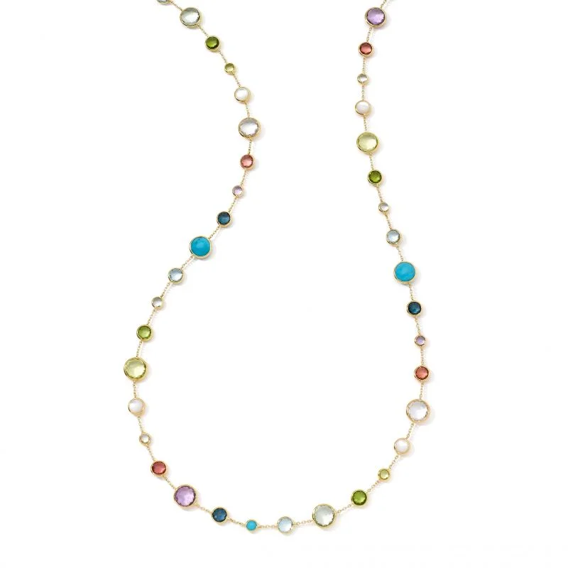 Best necklaces and pendants with art deco elements for a vintage, glamorous design-IPPOLITA Lollipop® 18K Yellow Gold Lollitini Long Gemstone Station Necklace in Multi Colorway