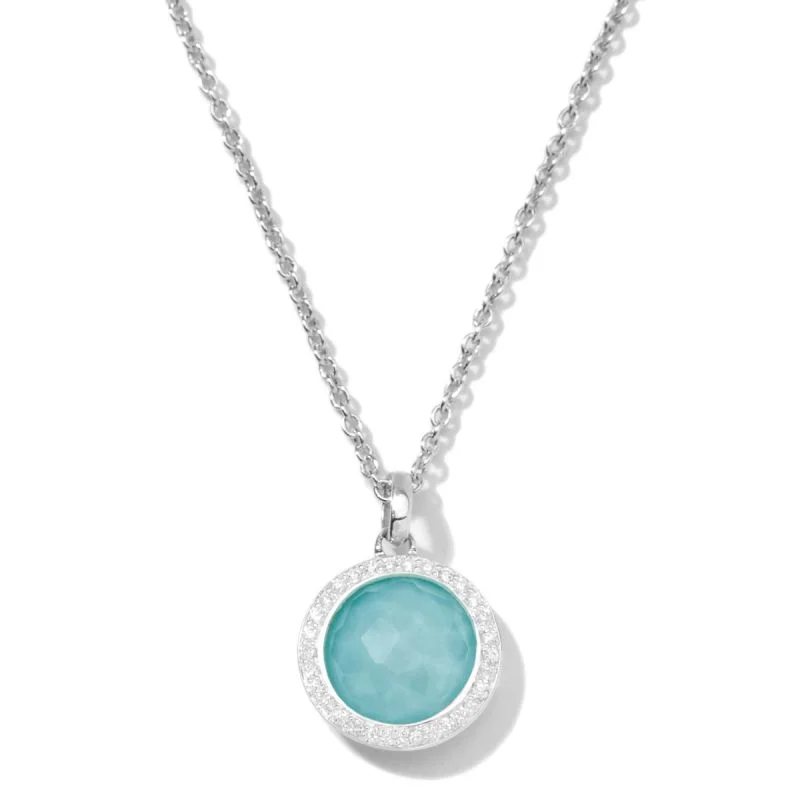 Necklaces and pendants with custom engravings for a personal, meaningful gift-IPPOLITA Lollipop® Sterling Silver Pendant Necklace with Diamonds in Turquoise and Clear Quartz Doublet