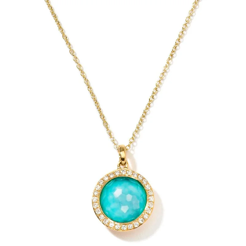 Trendy necklaces and pendants with statement pieces for a bold fashion statement-IPPOLITA Rock Candy® Lollipop Mini Pendant Necklace with Diamonds in Turquoise